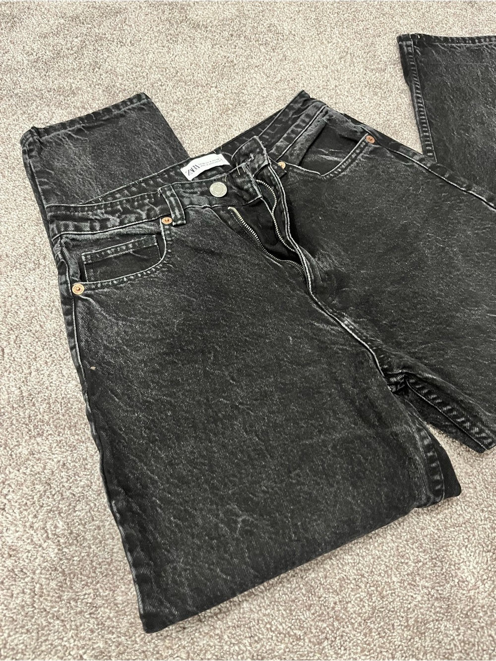 Zara Black Wash Mom Jeans